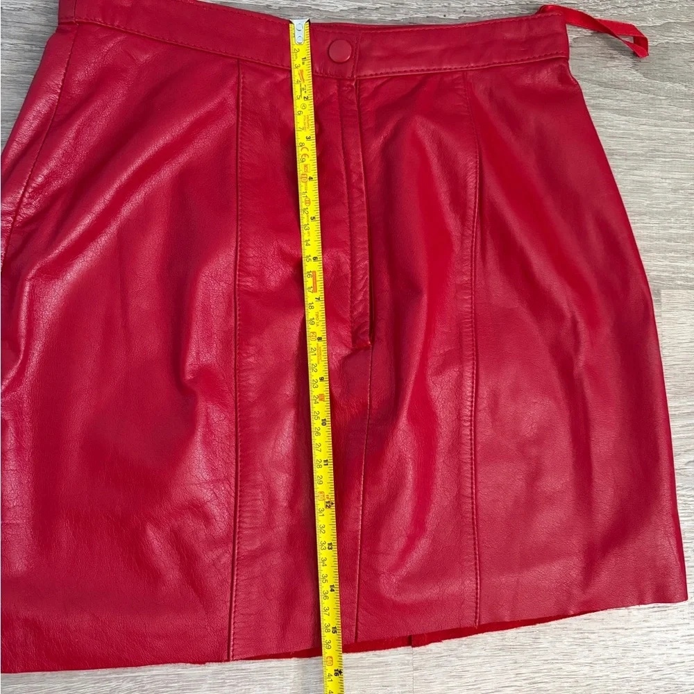 Red Leather Mini Skirt - Women's - Picture 6 of 6